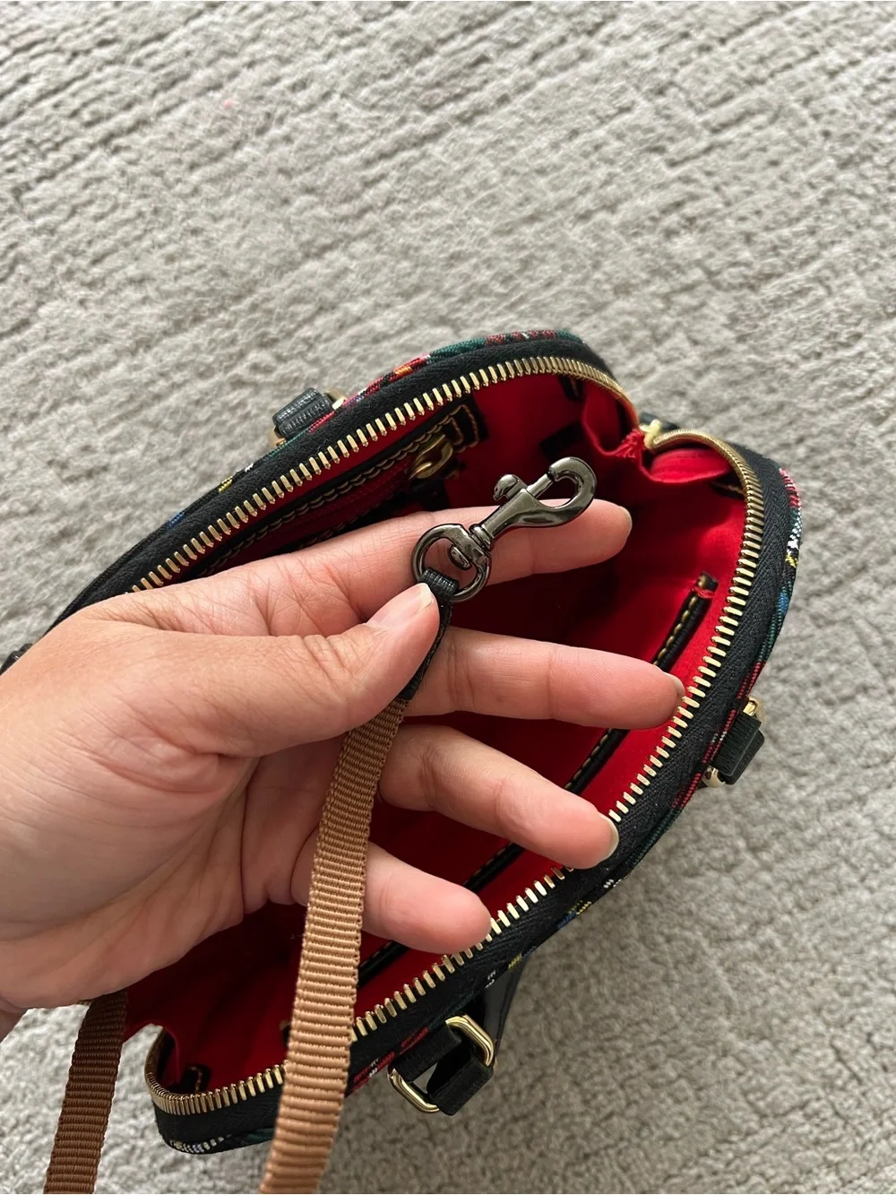 Dooney & Bourke Black Tartan Dome Mini Satchel with Red & Green Plaid - Picture 15 of 16